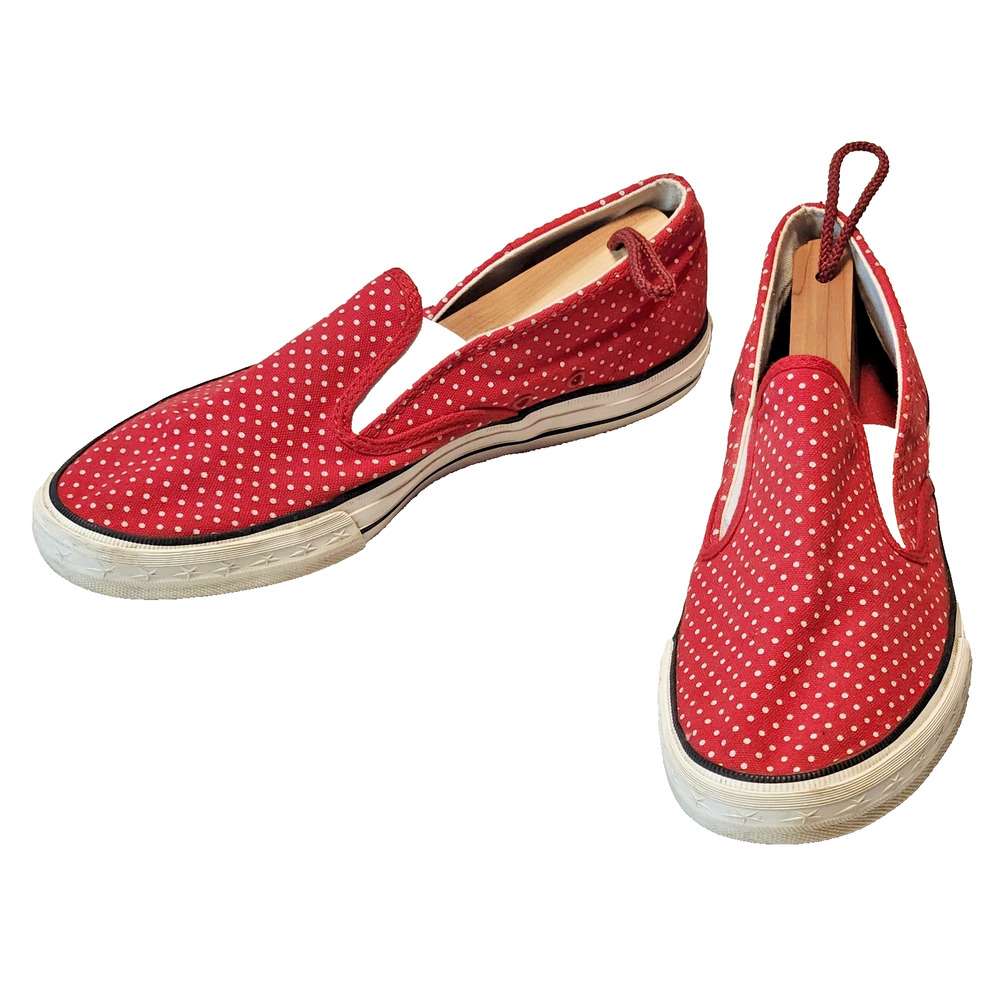 Converse One Star Red White Polka Dot Casual Lifestyle Slip On Sneakers Women 11
